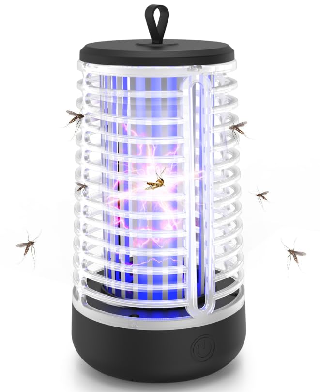 WARDBES Lámpara Antimosquitos Eléctrico, Exterior lampara Antimosquitos Anti Mosquitos Control de Plagas para Patio Trasero Camping, Repelente de Insectos Interior, 20W 2000V Recargable Matar