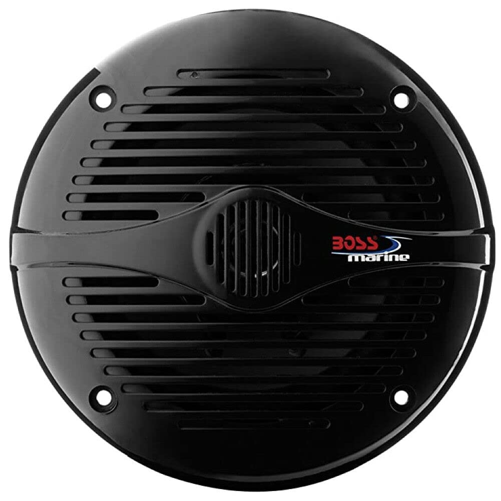 Kit Set para Boss Audio Systems MR60B 2 Altavoces Marinos 2 vías, 6,5" 16,5 cm 165 mm, 100 vatios rms 200 vatios máx, Negro, Resistente al Agua, mar, Barco, Hotel, por Pareja + 5 Pegatinas Gratis