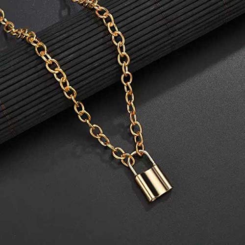 Lock Pendant Necklace for Women Silver Tone Stainless Steel