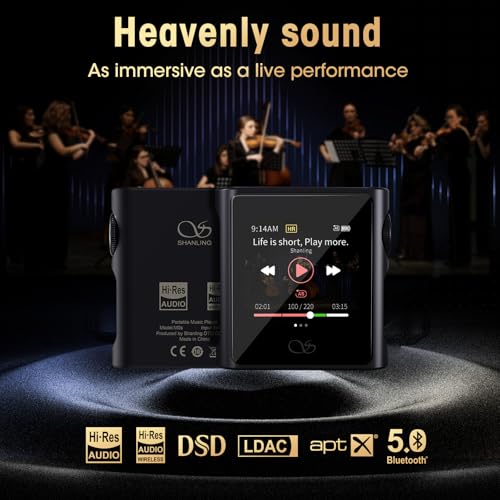 Image of SHANLING M0s 1.7 * 1.7 inch 2in1 MP3 Player DAC Hi-Fi Sound Music Player Support Up to 2TB SD Card HD Touch Screen Bluetooth5.0 3.5mm /Type-C Jack for Phones,Tablets,laptops,PC (Tatanium, 32GB)