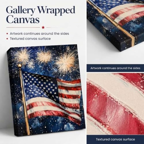 Image of Americana Flag Canvas Print Picture Wall Art for Home Decor