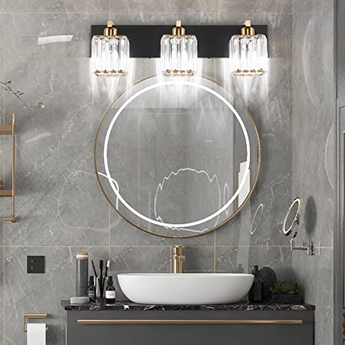 Image of Aipsun Crystal Vanity Light Bathroom Lighting Fixtures 3 Light Modern Vanity Lighting Fixtures (Exclude Bulb)