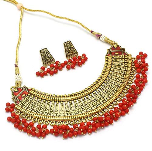 DERBEN CLOVEBrings You Latest Traditional Gold Plated Alloy Necklace Set for Girls and Women