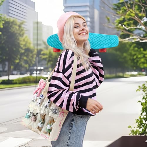 Image of Eccliy 8 Grid Figure Tote Bag Clear Figure Display Bag with Bowknot Portable Display Case for Small Doll
