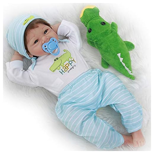 Yesteria Reborn Baby Doll, 22 Inch Realistic Silicone Baby Doll, Weighed Reborn Girl Doll in Crocodile Outfit, with Accessories and Certificate of Adoption