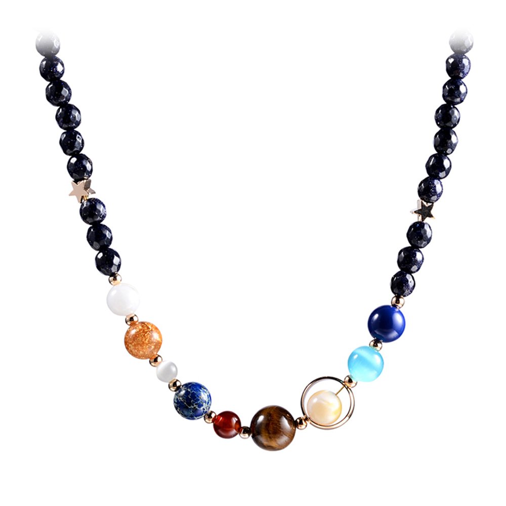 Women Stone Bead Charm Bracelet Universe Galaxy the Eight Planets Nine Planets in the Solar System Guardian Star Bracelets