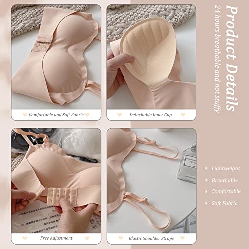 Women's Lingerie Strapless Front Buckle Lift Up Bra with Detachable Straps, Wire-Free Anti-Slip Invisible Push Up Bandeau Bra (Aida-Black-M) - Image 4