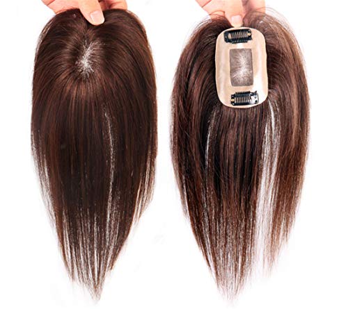 Extensions de cheveux humains à clip 25,4 cm marron clair pour couronne droite