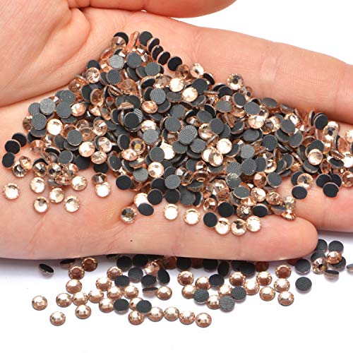 Image of 3000 Pieces Hot Fix Glass Flatback Rhinestones HotFix Round Crystal Gems (Light Champagne, SS10)