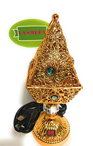 YASMEEN Gold Electric Incense Bakhor Bakhoor Burner Pyramid Shape