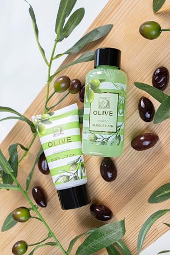 Accentra – Duschset Frauen Geschenkset OLIVE in schöner Geschenkbox – 3-teiliges Pflegeset mit Duschgel, Bodylotion und Schaumbad – Wellness Geschenk Set zum Valentinstag, Muttertag & Weihnachten