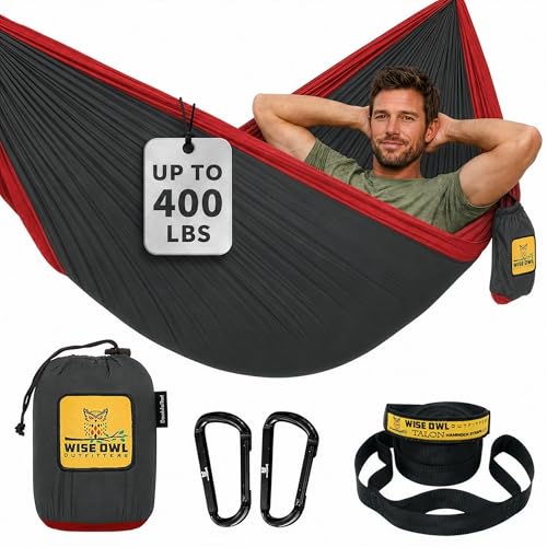 Image of Wise Owl Outfitters Camping Hammock - up to 500lbs Portable Hammock with Tree Straps - Travel, Backpacking, Hiking, Outdoors Camping Gear - Single or Double