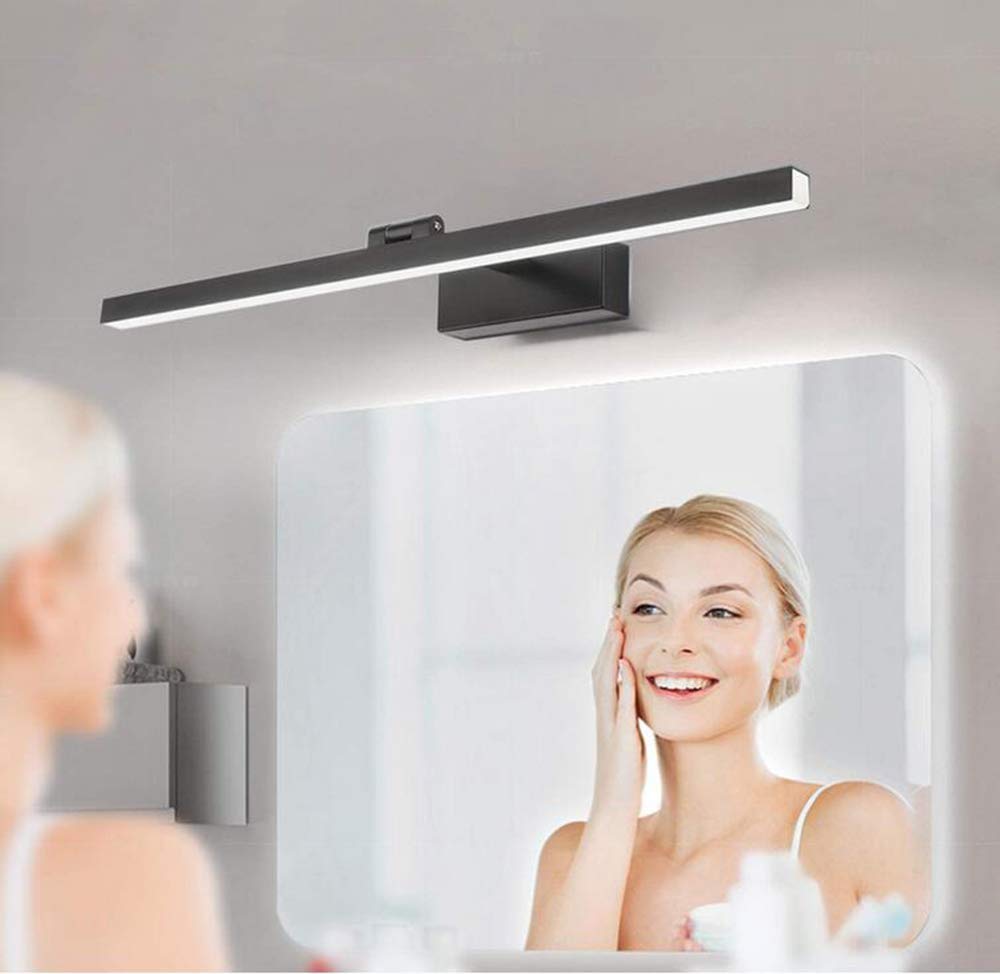 LED Spiegelleuchte Spiegellampen für Badezimmer Make-up Beleuchtung Schwarz Spiegel Frontbeleuchtung Schranklicht mit Lampenkopf skalierbar und 180° einstellbar