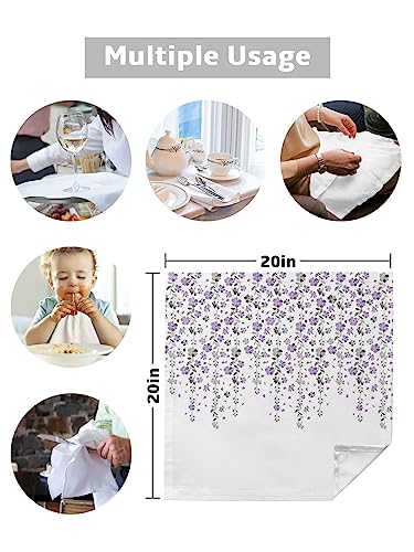 Servilletas de Tela Set de 4 Flores Gris Púrpura 20x20 Pulg miniatura 5