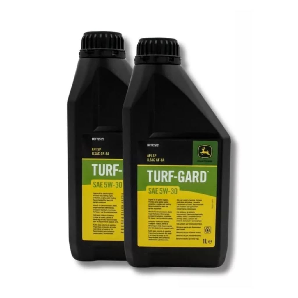 2 X 1L John Deere Turf Gard Oil SAE 5W-30 For 4 Stroke Petrol Mower Engines