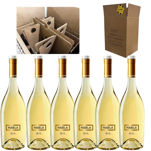 Habla de Ti - Vino Blanco Joven | V.T. Extremadura | 100% Sauvignon Blanc | 12.5% Vol. | Fresco y Aromático| Pack 6 Botellas 75cl