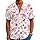 BJU Camisa masculina havaiana verão praia férias tropicais estampa Aloha camisa casual manga curta camisa de botão, rosa, P