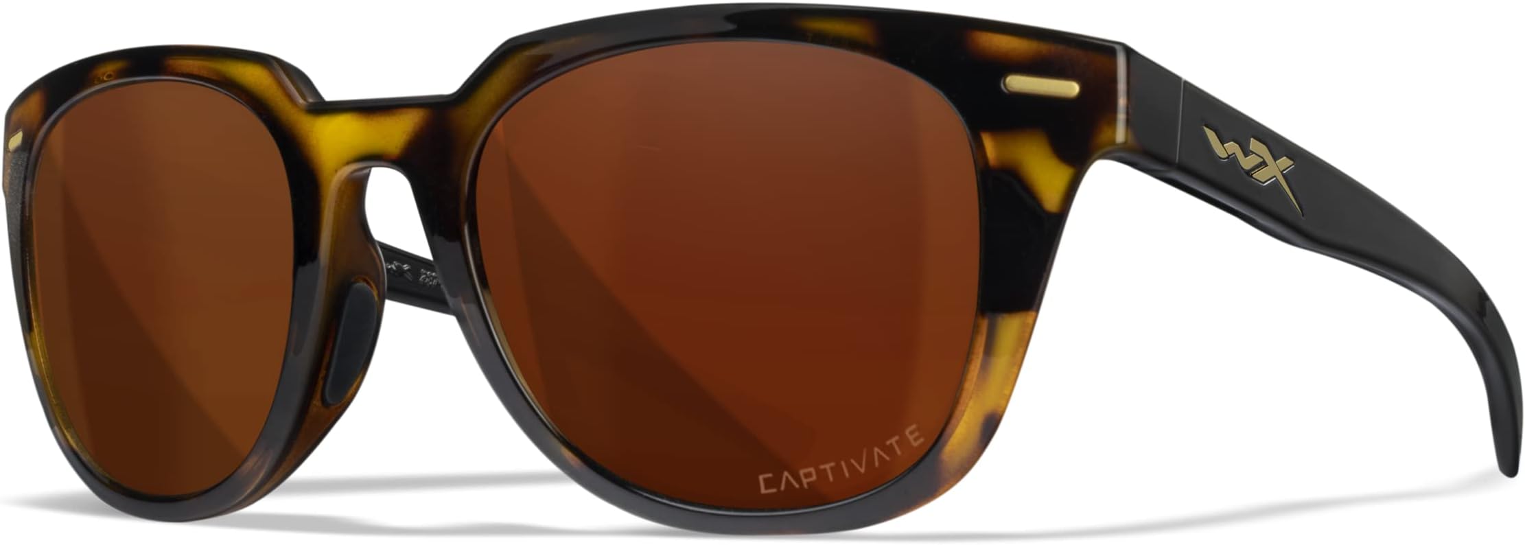 Wiley XUltra Captivate Polarized Sunglasses, Safety Glasses for Women, UV Eye Protection for Shooting, Fishing, Biking, and Extreme Sports, Gloss Demi Black Frames, Copper Lenses, Black, Small/Medium