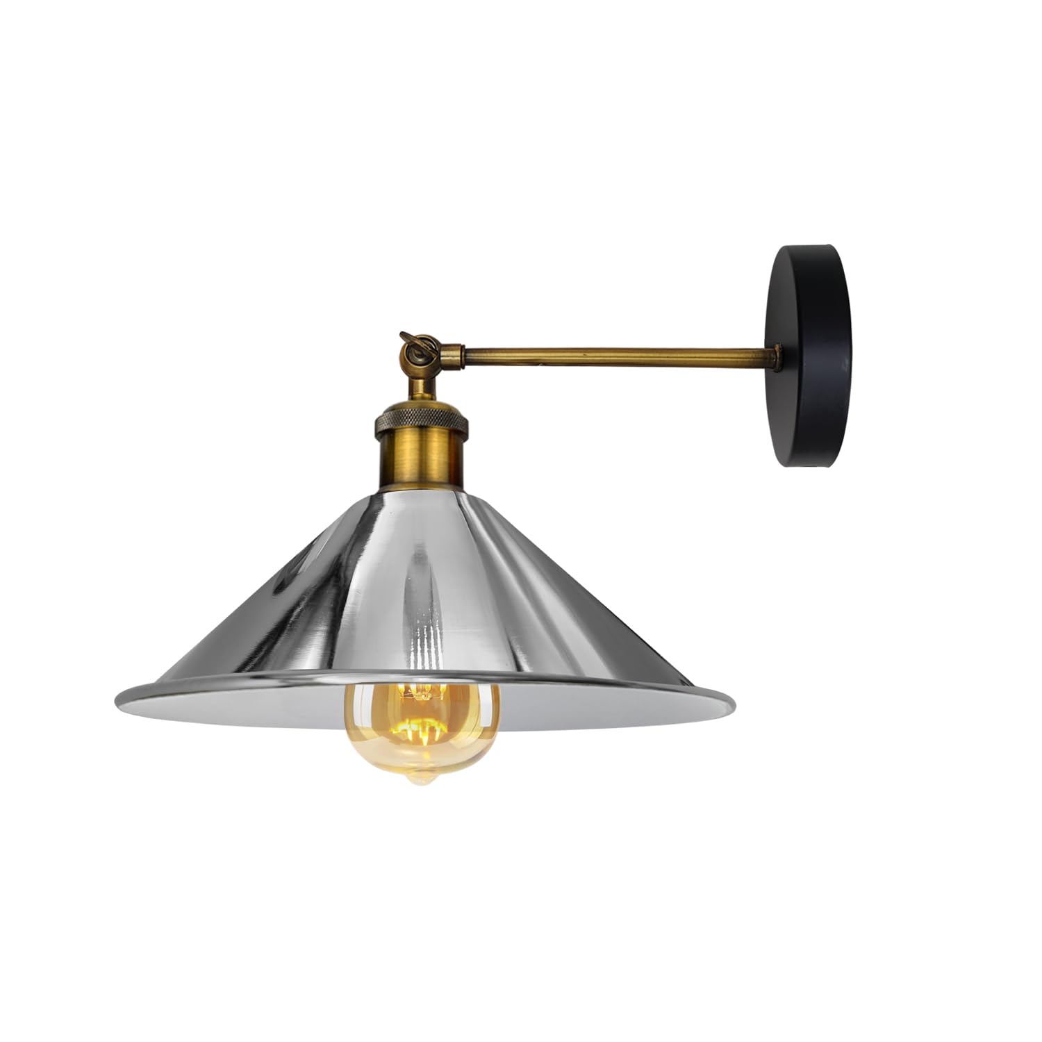 LEDSone Industrial Wall Light, E27 Vintage Wall Sconce Lamp Fitting Fixtures with E27 Lamp Holder for Restaurant Bar Hotel Coffee Shop Decoration (Chrome)