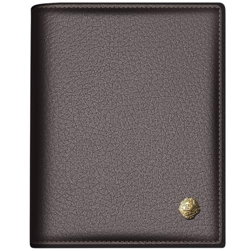 LAORENTOU Wallet for Men Genuine Leather Bifold Stylish Wallet with ID Window Credit Card Holder (dark brown)