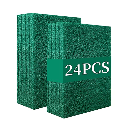 Image of Heavy Duty Scour Pads Sponge Dish Scrubber Non-Scratch Green Reusable Household Scrub Pads for Kitchen and Dish Cleaning Tool (24Pcs)