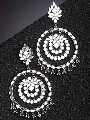 Image of Karatcart Red Stone Studded Gold Plated Drop Earrings for Women