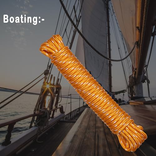 Image of AZUKA Utility Rope Set of 5 | 6mm x 15m (50FT) Heavy-Duty Braided Polypropylene Ropes | Weather-Resistant | Orange
