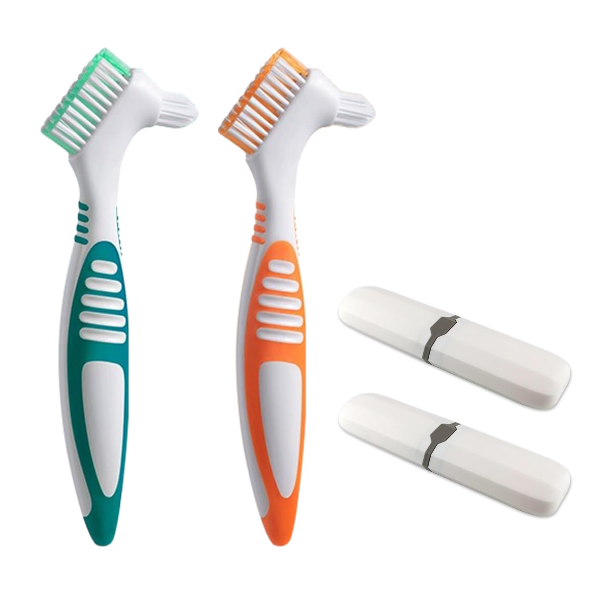 Denture Toothbrush Set, Portable Dual Head Denture Brush with Cover Case, Denture Cleaning Tool Set for Travel, Home and Camping, Dental Cleaning Brush Set for Denture Care False Teeth Cleaner Tool-image-28