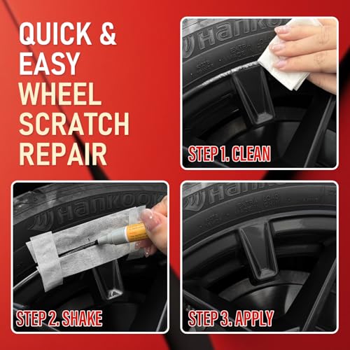 Image of Wheel Scratch Repair Kit, Matte Black Rim Paint Pen for Curb Rash