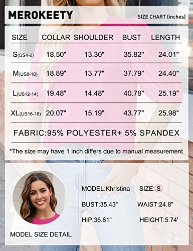 Merokeety Womens 2023 Summer Mesh Puff Short Sleeve Tops Crew Neck Polka Dot Casual Blouse Shirts,Hotpink,M #TOP4