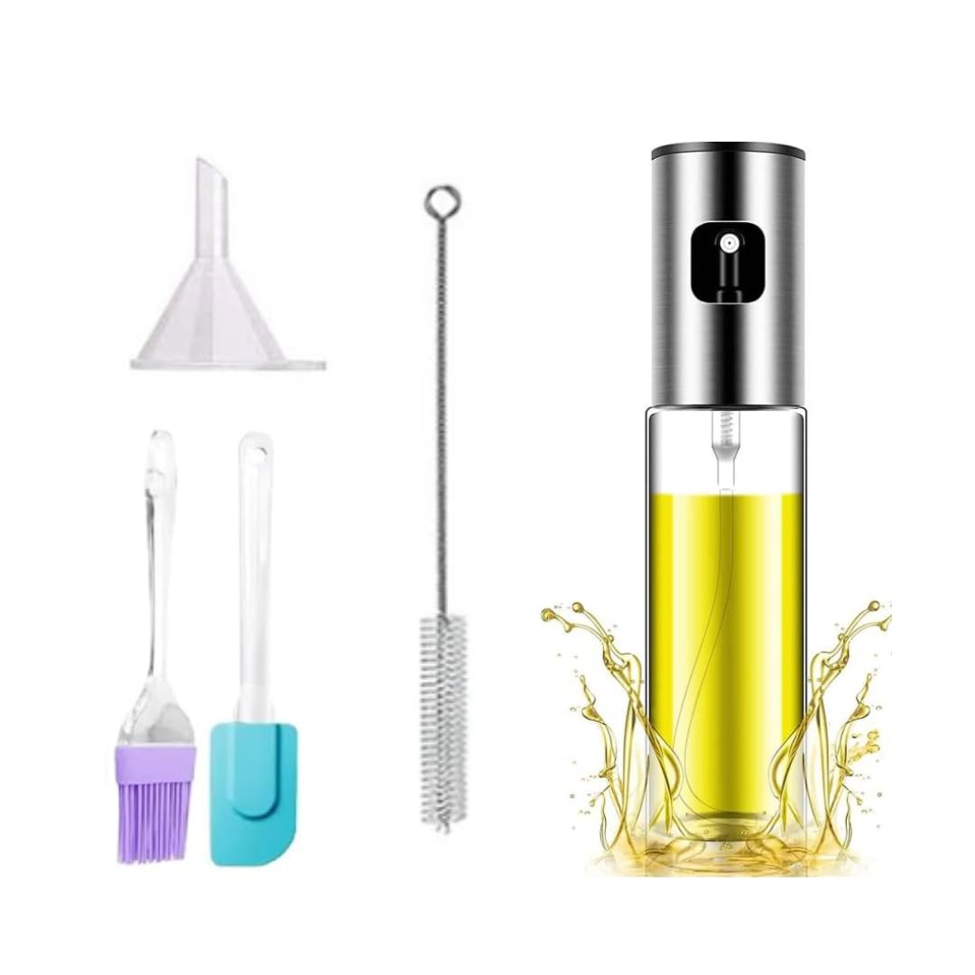 LIJIE 100 ml Cooking Oil Sprayer, Glass Bottle Oil Sprayer Mister for Air Fryer BBQ, Oil Spritzer for Salad Making, Baking (Pack of 5) (1 Oil Sprayer+1 Cleaning Brush+1 Funnel+Oil Brush and Spatula) (B0D3229KST) Amazon Price History, Amazon Price Tracker