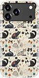 DEENAKIN for iPhone 17 Pro Case Cute - Wireless Charging Compatible - Dual-Layer Soft Silicone + Hard Shell - Stylish Wildflower Design - Chic Phone Cover for Women - A Cat's Playground