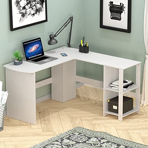 Shw L-Shaped Home Office Wood Corner Desk, White #TOP2