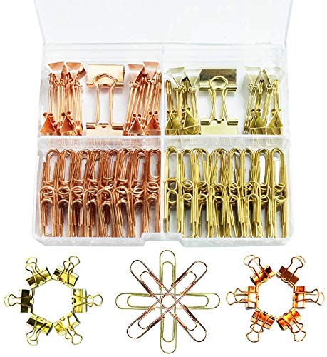 Cocostar- Binder Clips Paper Clips Sets with Acrylic Box,Smooth Finish Steel Wire Paperclips,Total 220Pcs Assorted Sizes for Office,School and Home Supplies