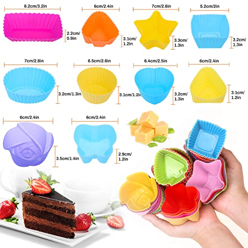 Silicone Cupcake Liners, 40Pcs Silicone Cupcake Baking Cups Reusable Muffin Liners, 10 Shapes #TOP2