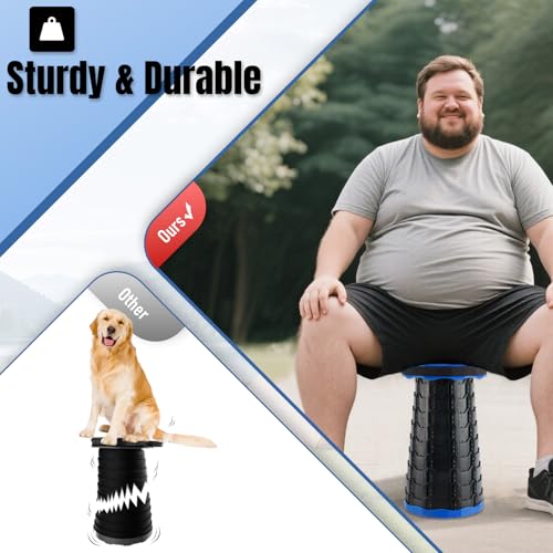 Image of Doseno Upgraded Foldable Stool Thickened Set of 2, Portable Collapsible Stool Retractable Stool, Foldable Portable Collapsible Chair for Fishing, Hiking Tours, BBQ, Parties, Outdoor Activities (Blue)