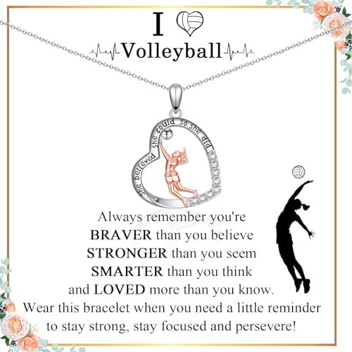 Volleyball Necklace Gifts for Teen Girl Women Volleyball Players Lovers Team Coach on Birthday Christmas Valentines Mothers Day Graduation Back to School