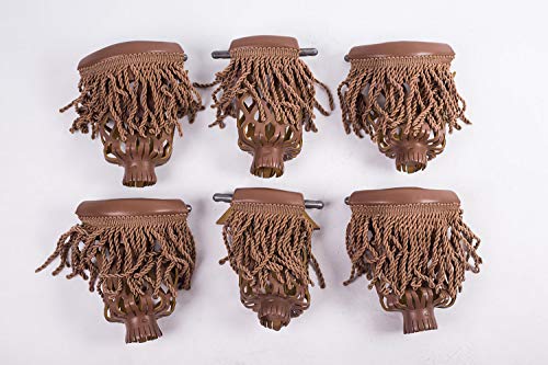 TGA Sports Set of 6 Pool Table Billiard Pockets with Fringe (Brown)