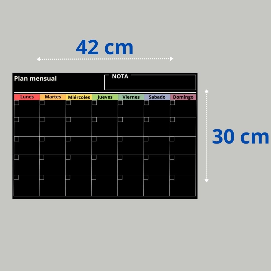 Calendario Magnetico Nevera, Planificador Mensual - Pizarra Magnetica con 5 Rotuladores y borrador, Borrado facil.
