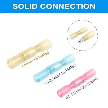 EEEkit 100pcs Heat Shrink Bullet Connectors, Female & Male Bullet Butt Terminals Insulated Wire Splice Connectors Kits Waterproof Electrical Marine Crimp Automotive Connectors 3 Colors 3 Sizes