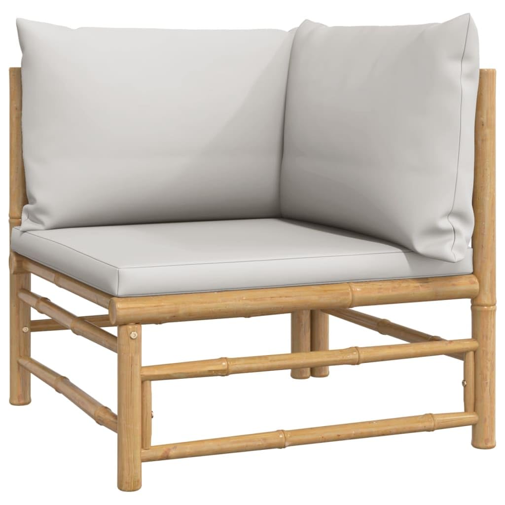 vidaXL Set de Muebles de jardín 4 Piezas bambú y Cojines Gris Claro, Juego de Muebles de jardín, Juego de salón de Patio, Juego de Muebles de Patio