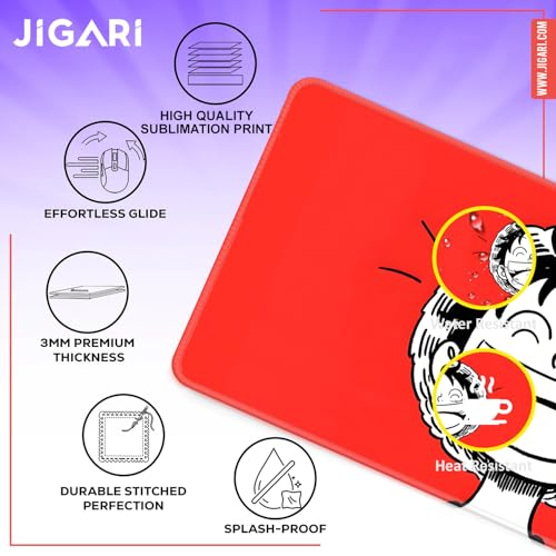 Image of Anime Theme Printed XL Extended Stich Edge Mousead | Smooth Surface Gaming Mousepad with Anti-Slip Rubber Base | 3mm Thick - 11 x 23 Inch (Happy Luffy (P106))