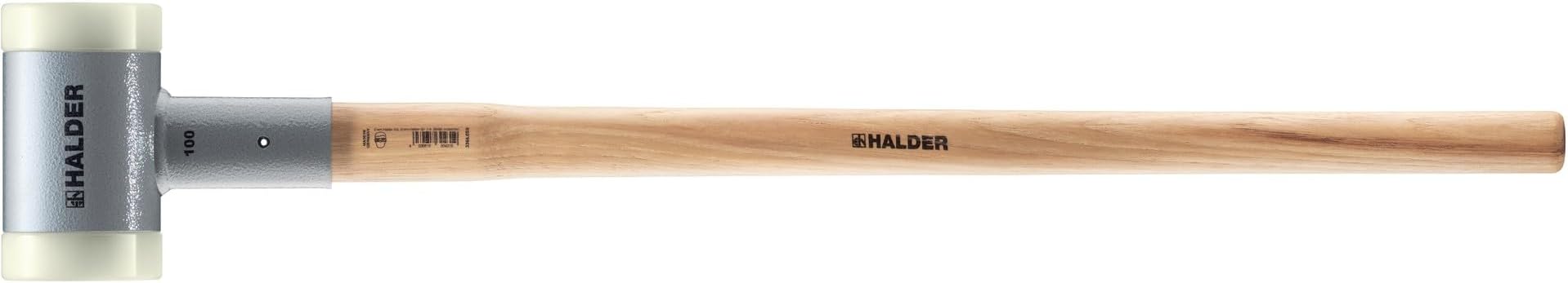 Halder SuperCraft Sledgehammer, Non-Rebound Mallet with Steel Shot Filled Head, Replaceable Nylon Inserts, Ergonomic Hickory Handle, Vibration-Dampening, HeavyDuty Impact, 100mm, 11 lbs.