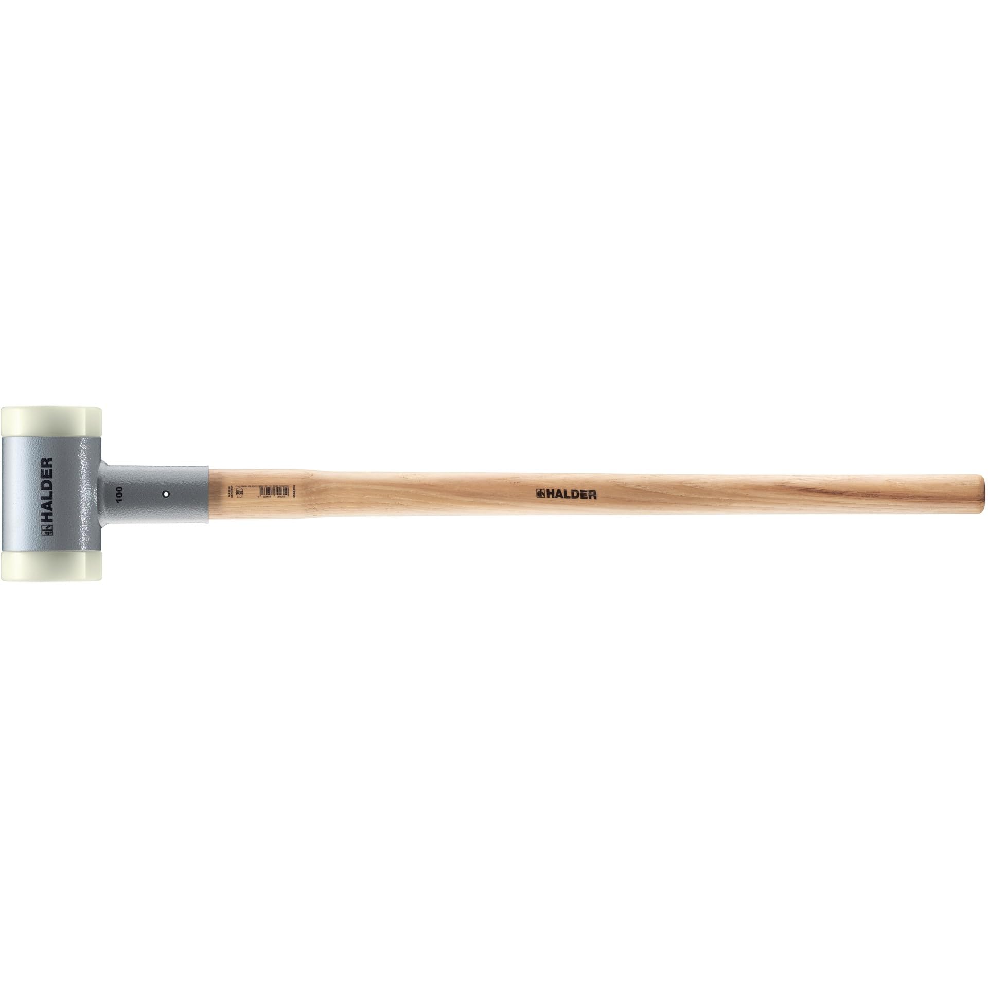 HALDER Mallet with Vibration-Absorbing Ergonomically Shaped and Painted Hickory Handle Diameter 100 mm Weight 5000 g 3366.0S5