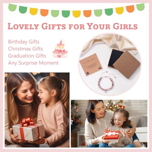 Bracelets for Teen Girls: Initial Natural Stone Bracelet with Blessing Message Card, Christmas Graduation Birthday Gifts for Teen Girls, Sister, Daughter, 3-16 Year Old Birthday Gifts.3