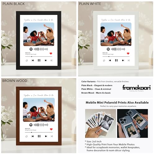 Image of Framekaari Customized Music Code Photo Frame | Personalized Birthday Gift | Custom Photo, Music Code, Custom Text | Tabletop & Wall Mount | Room & Home Decor | 16x21 cm (Design-03)