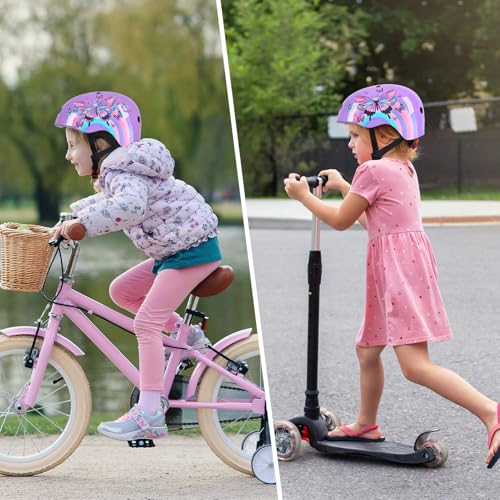 Image of Kids Bike Helmet Adjustable Youth Toddler Helmet with DIY Stickers for Girls Age 3-5-8-14 Years for Bicycle Scooter Skateboard Roller Skating