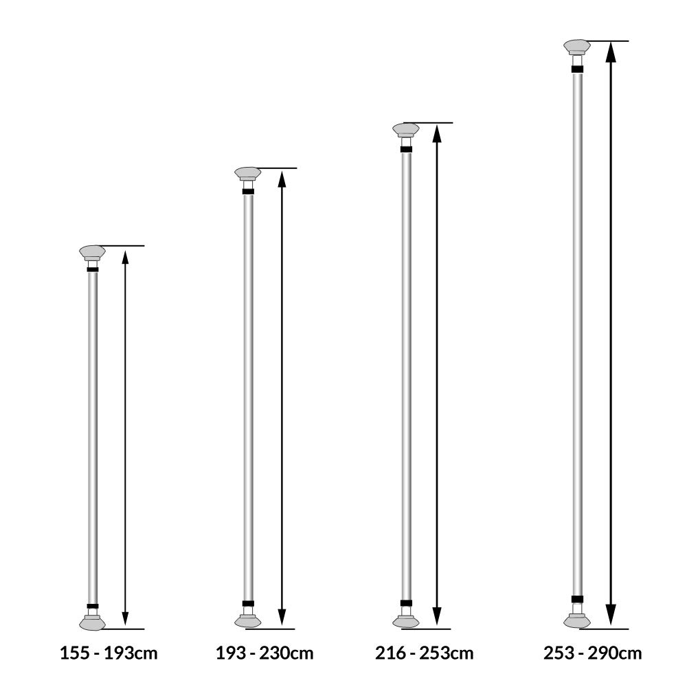 Deuba® Teleskop Duschablage ohne Bohren 4 Ablagen 155-290 cm höhenverstellbar Edelstahl weiß Duschregal Teleskopregal Bad Regal Eckregal Duschkorb