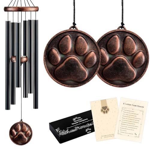 Gabzart Dog Memorial Gifts for Loss of Dog 32 Pet Memorial Vintage Wind Chimes with Embossed DogPaw Pendant Pet Passing Away Sympathy Remembrance Gift