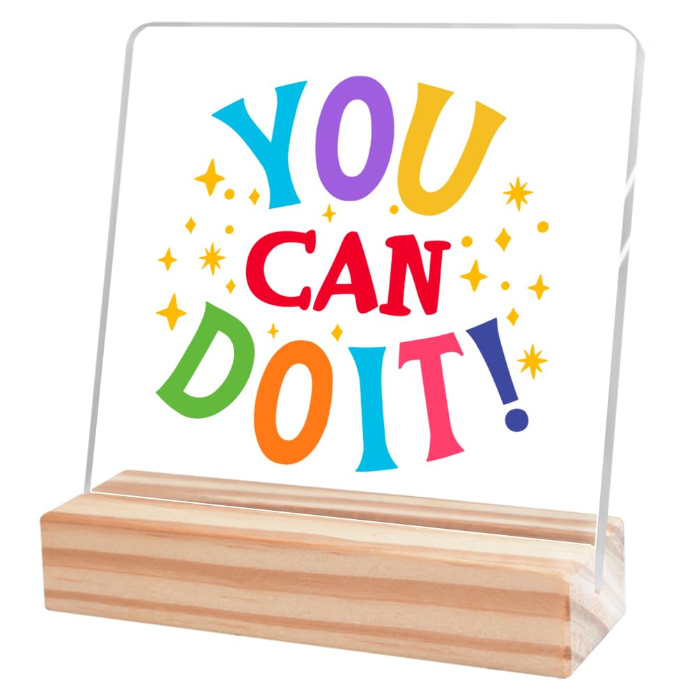 Inspirierende Schreibtischdekoration, "You Can Do It", Acryl-Schild für Klassenzimmer, Büro, Wohnheim, Regal, Tischdekoration A321